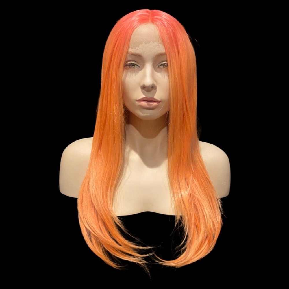 Synthetic Wig 24" 295g Red To Coral Ombre With Band Includes New DETANGLER Brush